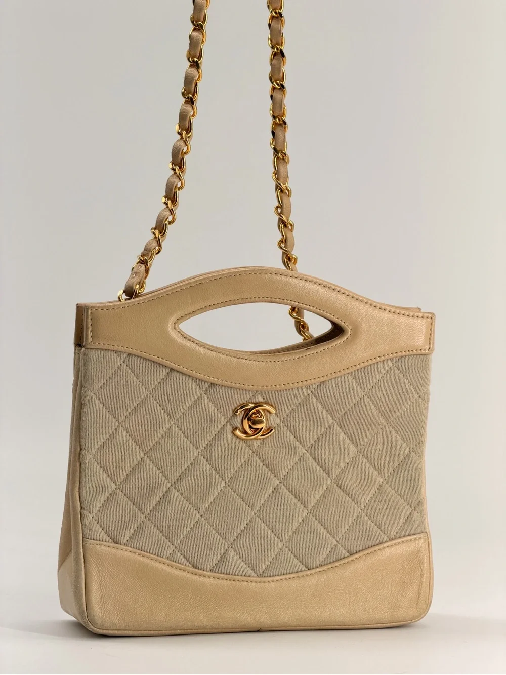 Chanel Mini Quilted 31 Handle Bag Beige